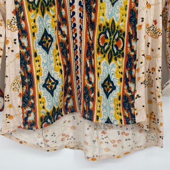 Anthropologie Tiny Boho Devas Sequin Top Printed Casual Roll-Cuff Multi S - Picture 5 of 16